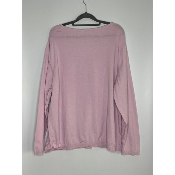 Talbots Plus Women's V-Neck 100% Cotton Lightweight Sweater Pink Size 3X - Picture 7 of 9